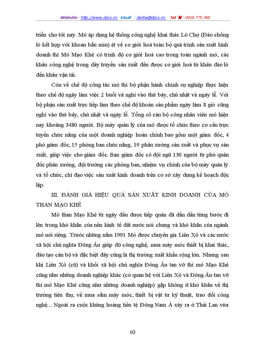 image for page Đánh giá hiệu quả sản xuất kinh doanh ở Công ty than Mạo Khê