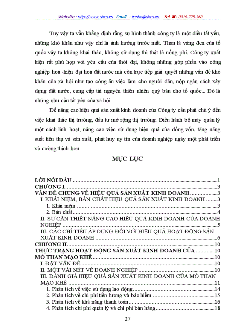 image for page Đánh giá hiệu quả sản xuất kinh doanh ở Công ty than Mạo Khê