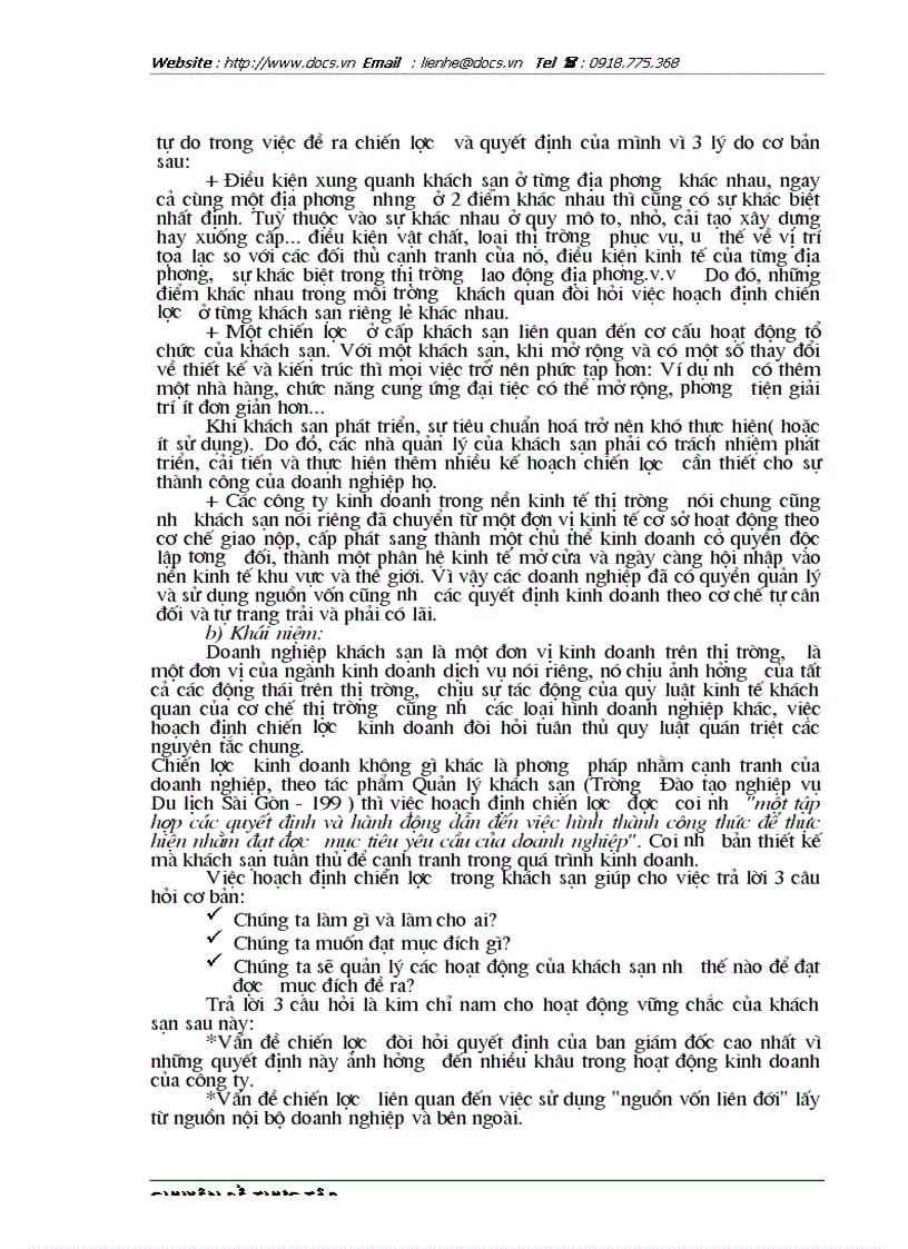 image for page Thực trạng và giải pháp trong công tác hoạch định chiến lược kinh doanh ở Khách sạn hoà Bình