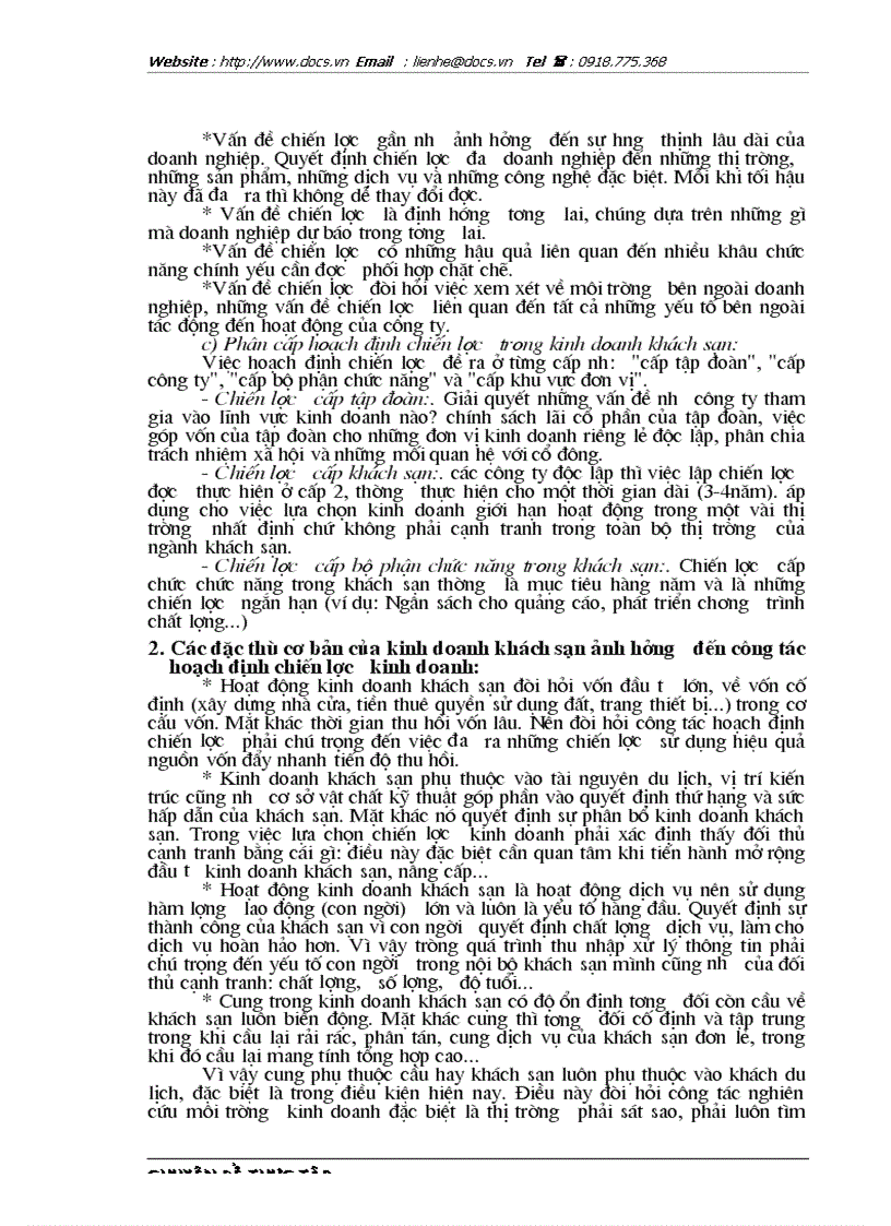 image for page Thực trạng và giải pháp trong công tác hoạch định chiến lược kinh doanh ở Khách sạn hoà Bình