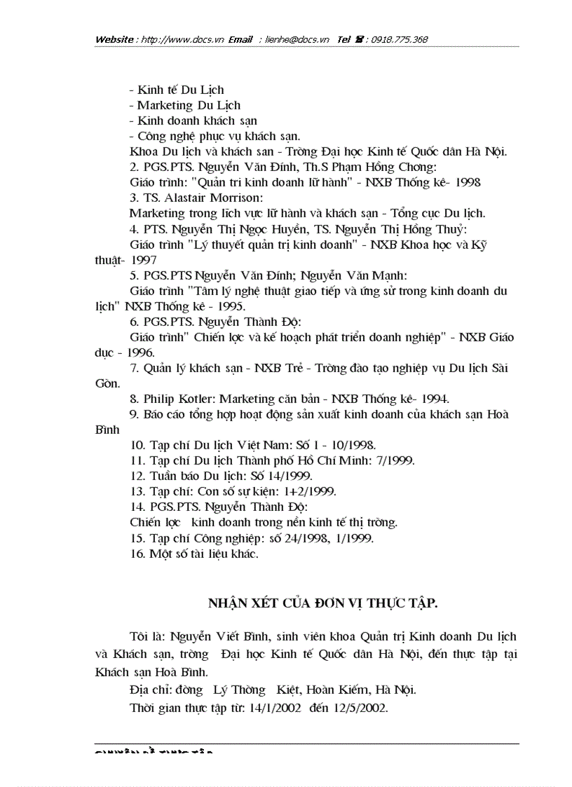 image for page Thực trạng và giải pháp trong công tác hoạch định chiến lược kinh doanh ở Khách sạn hoà Bình