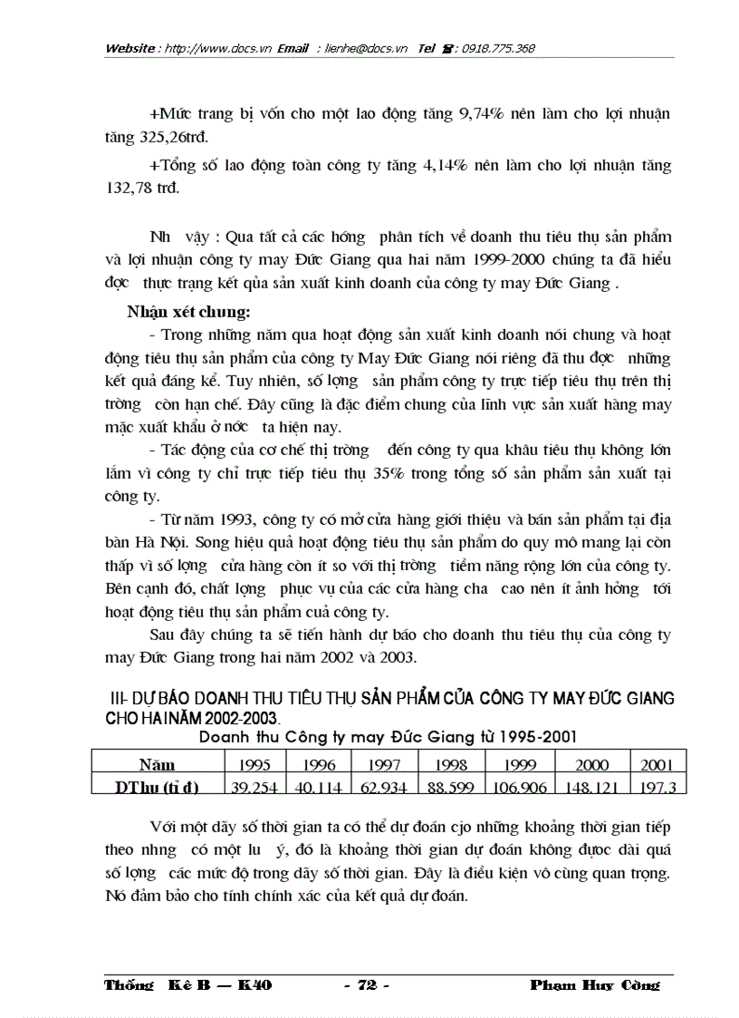 image for page Vận dụng 1 số phương pháp thống kê phân tích tình hình tiêu thụ sản phẩm của Công ty may Đúc Giang và dự báo trong thời gian tới