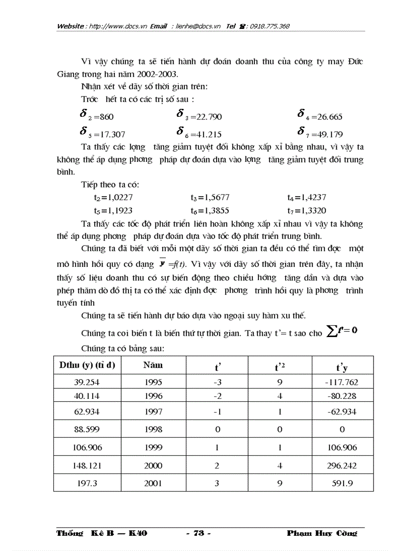 image for page Vận dụng 1 số phương pháp thống kê phân tích tình hình tiêu thụ sản phẩm của Công ty may Đúc Giang và dự báo trong thời gian tới