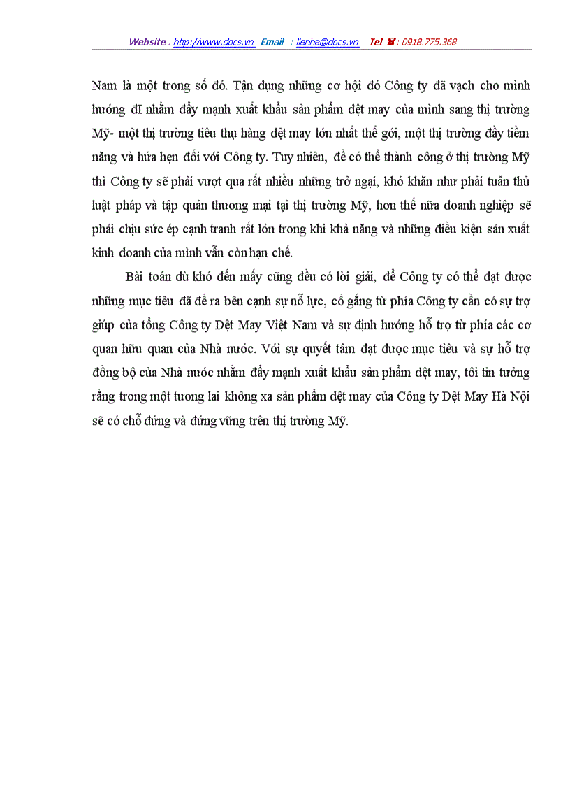 image for page Các biện pháp đẩy mạnh xuất khẩu sản phẩm dệt may của Công ty Dệt May Hà Nội sang thị trường Mỹ