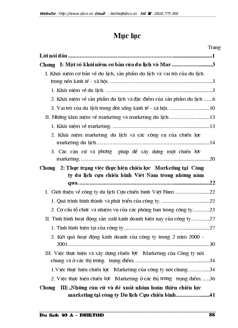 image for page Thực trạng và giải pháp trong việc thực hiện chiến lược Marketing tại Công ty du lịch cựu chiến binh Việt Nam