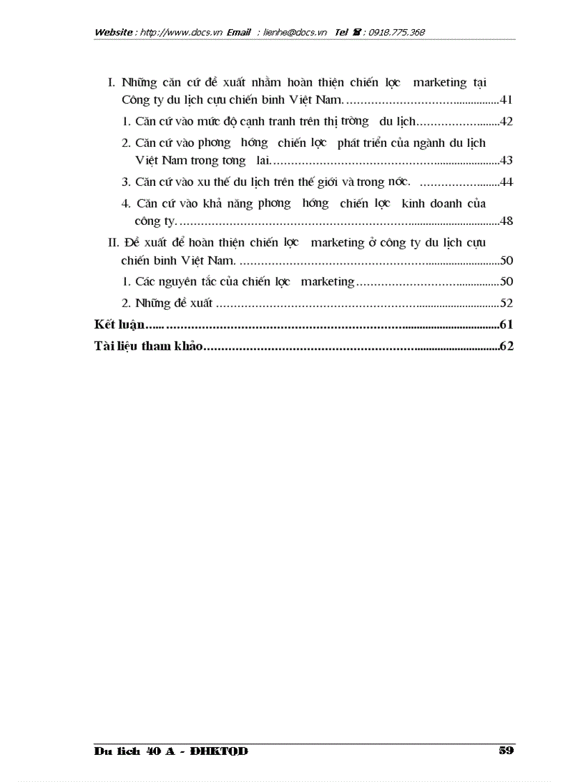 image for page Thực trạng và giải pháp trong việc thực hiện chiến lược Marketing tại Công ty du lịch cựu chiến binh Việt Nam