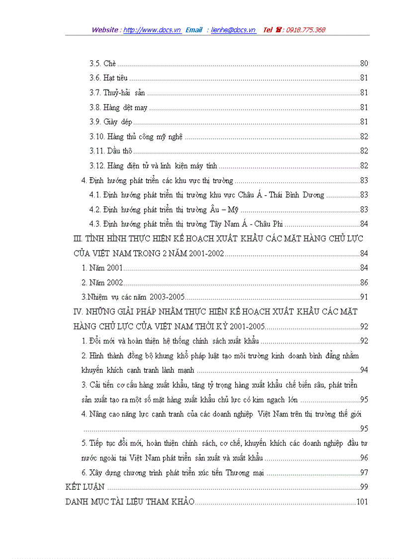image for page Kế hoạch xuất khẩu các mặt hàng chủ lực của Việt Nam thời kỳ 2001 2005