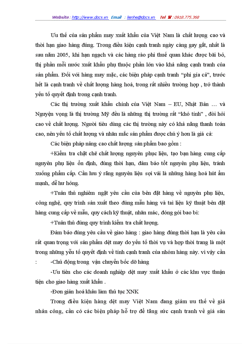 image for page Một số biện pháp nâng cao khả năng cạnh tranh của hàng dệt may Việt Nam trên thị trường thế giới