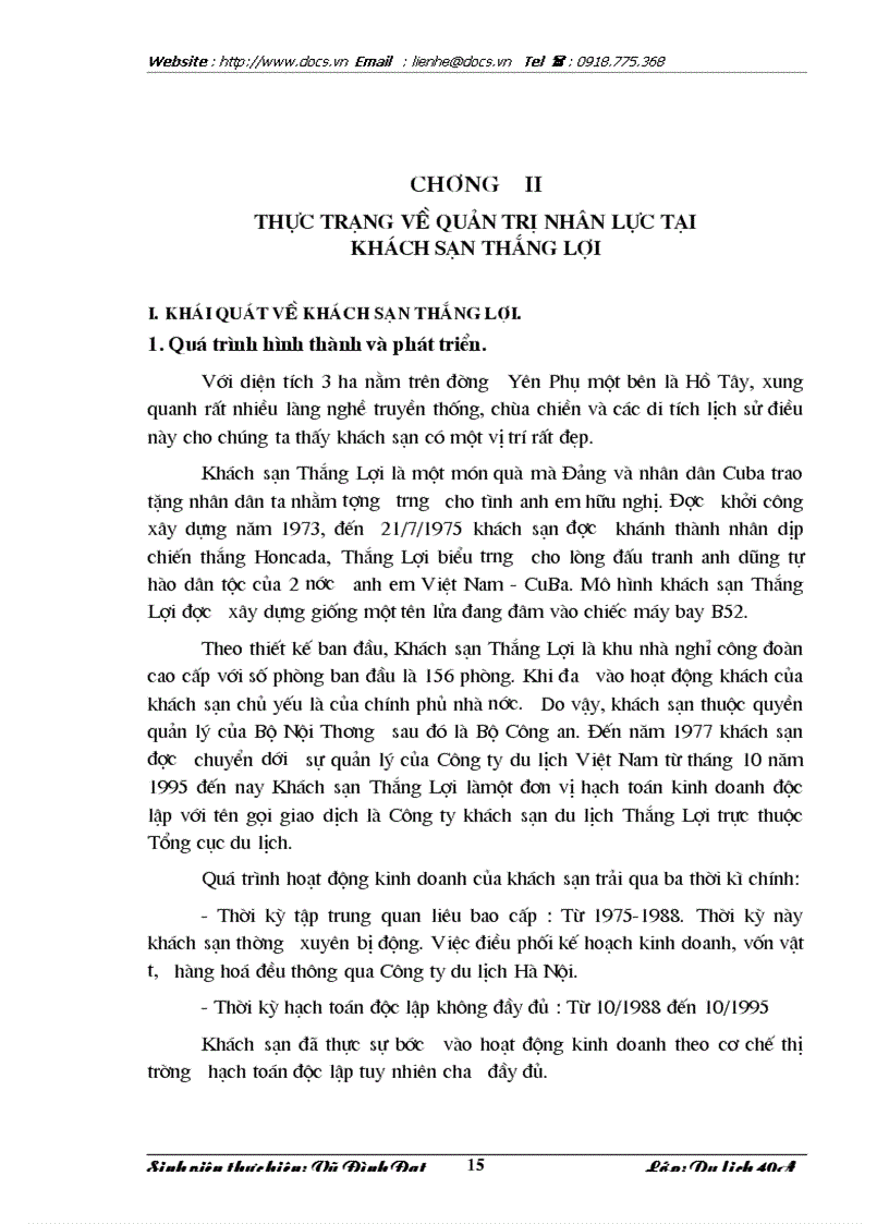image for page Quản trị nhân lực tại khách sạn Thắng Lợi thực trạng và giải pháp
