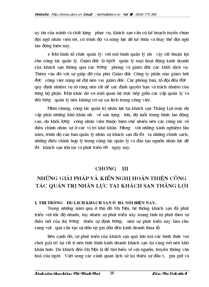 image for page Quản trị nhân lực tại khách sạn Thắng Lợi thực trạng và giải pháp