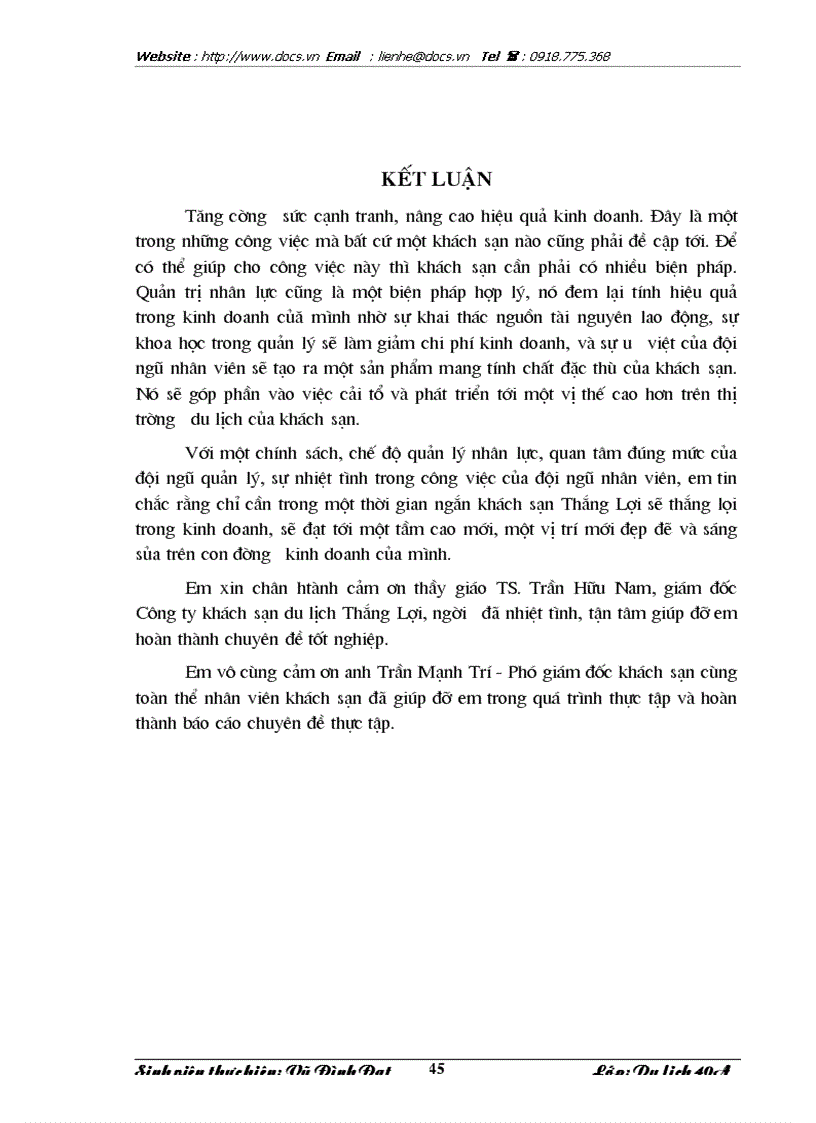 image for page Quản trị nhân lực tại khách sạn Thắng Lợi thực trạng và giải pháp