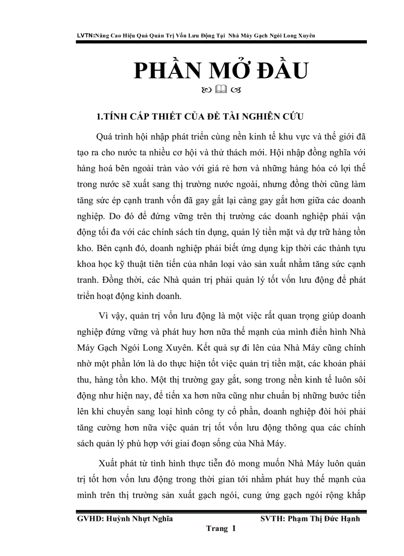 image for page Nâng cao hiệu quả quản trị vốn lưu động tại nhà máy gạch ngói long xuyên