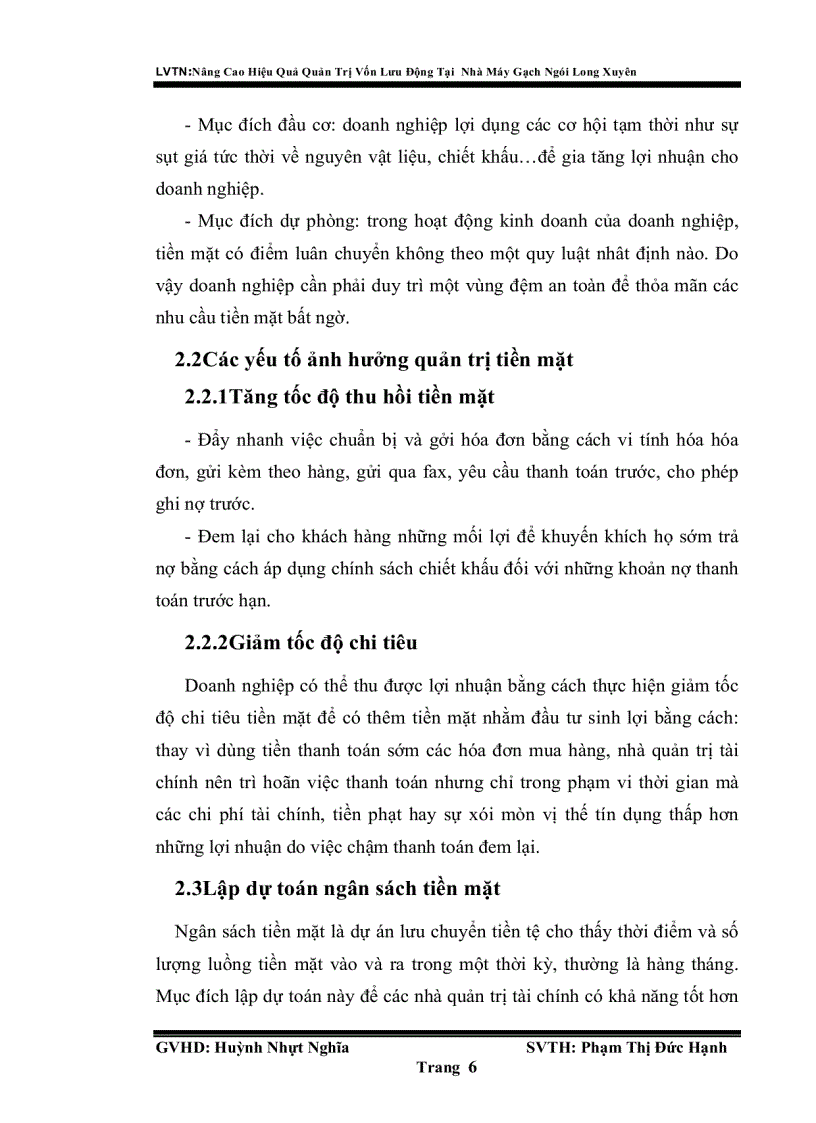 image for page Nâng cao hiệu quả quản trị vốn lưu động tại nhà máy gạch ngói long xuyên