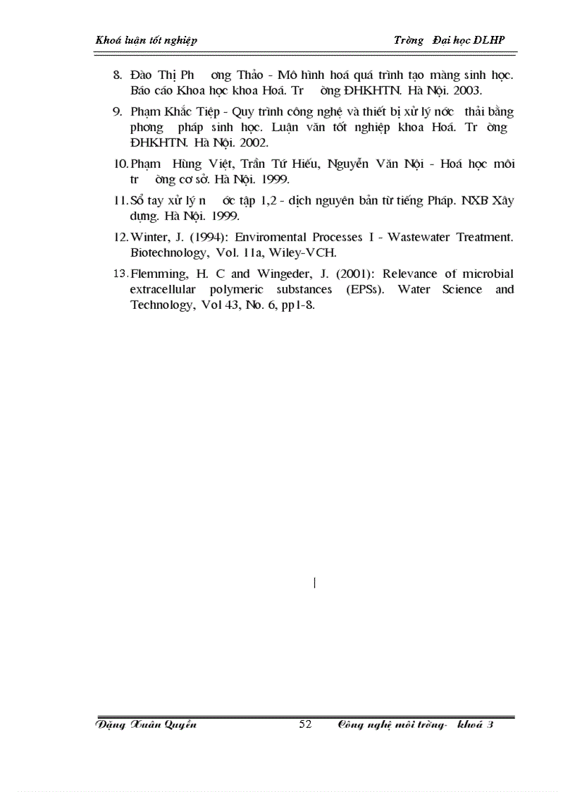image for page Nghiên cứu xử lý nước thải sinh hoạt bằng phương pháp lọc qua màng sinh học