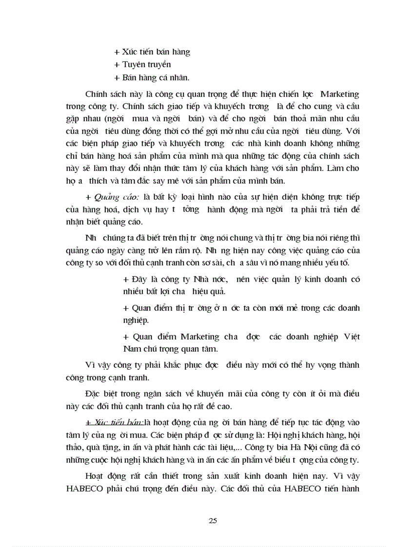 image for page Chiến lược Marketing mix cho cạnh tranh nhãn hiệu của công ty bia Hà Nội