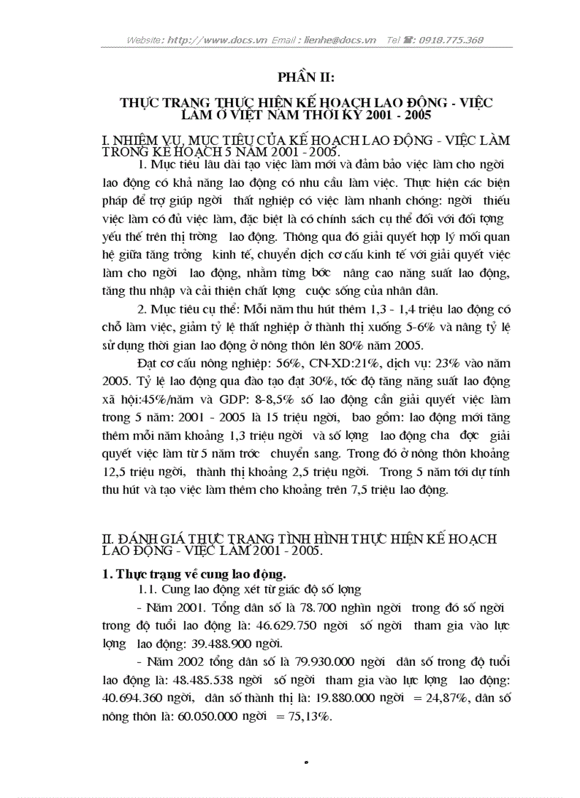 image for page Kế hoạch lao động việc làm và những giải pháp giải quyết việc làm trong thời kỳ kế hoạch 5 năm 2001 2005 ở Việt Nam