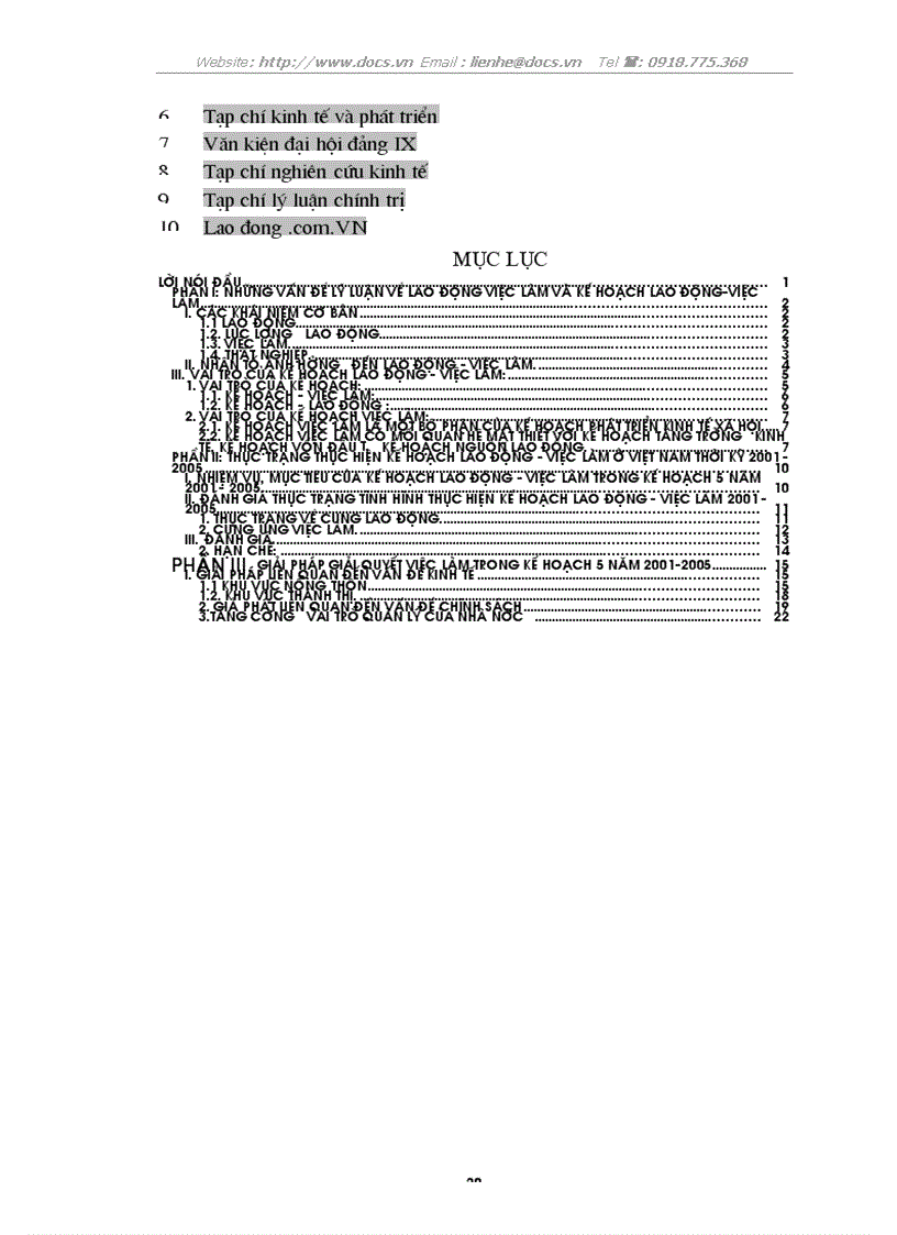 image for page Kế hoạch lao động việc làm và những giải pháp giải quyết việc làm trong thời kỳ kế hoạch 5 năm 2001 2005 ở Việt Nam