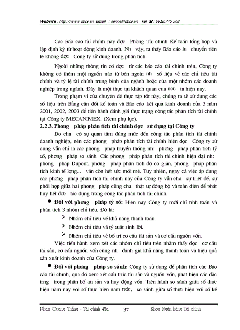 image for page Giải pháp hoàn thiện công tác phân tích tài chính tại Công ty XNK các sản phẩm cơ khí MECANIMEX