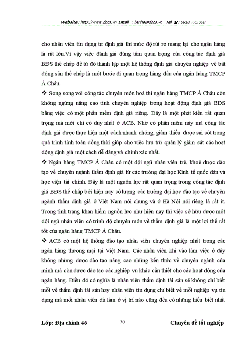 image for page Nghiên cứu hoạt động định giá bất động sản thế chấp tại ngânhàng NHTMCP Á Châu ACB