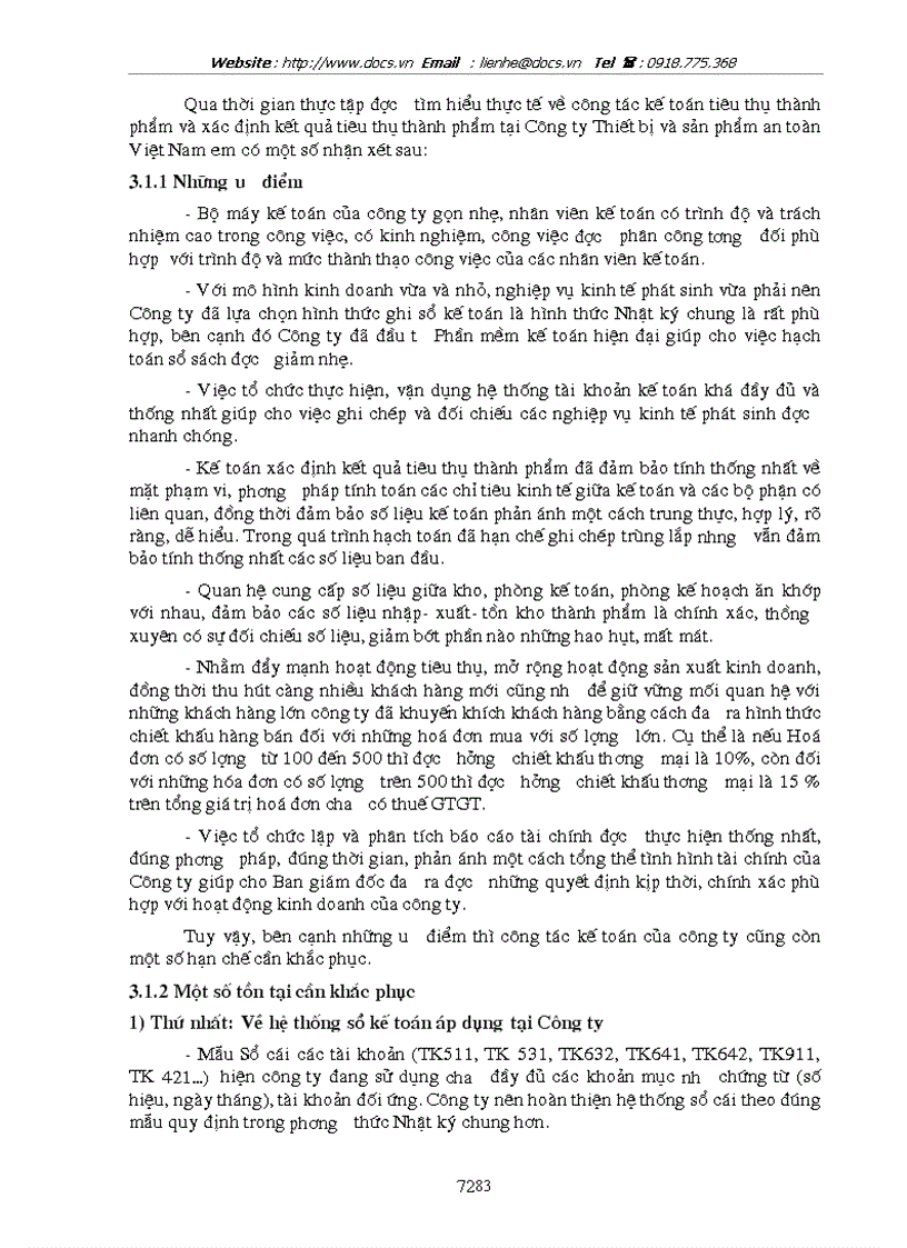 image for page Thực trạng và giải pháp trong công tác kế toán tiêu thụ thành phẩm và xác định kết quả tiêu thụ tại Công ty thiết bị và sản phẩm an toàn Việt Nam