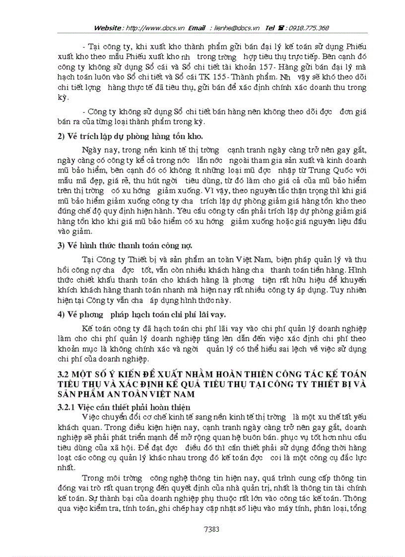 image for page Thực trạng và giải pháp trong công tác kế toán tiêu thụ thành phẩm và xác định kết quả tiêu thụ tại Công ty thiết bị và sản phẩm an toàn Việt Nam