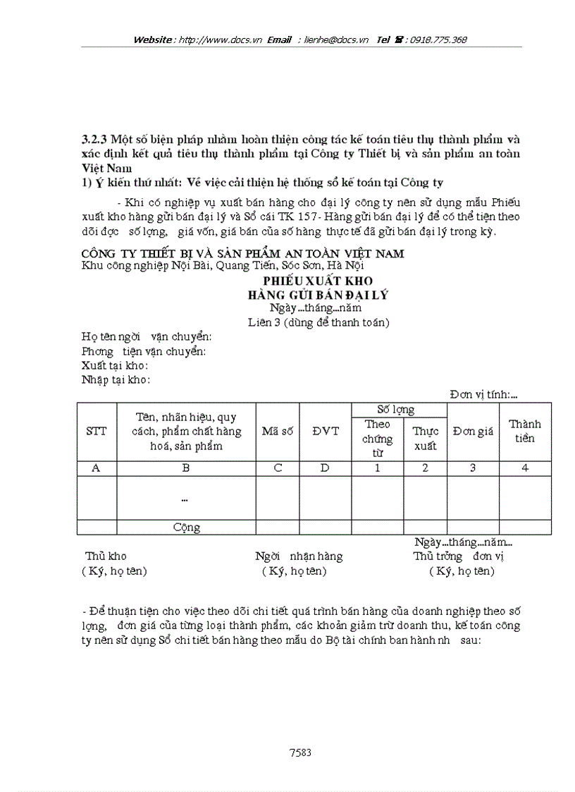 image for page Thực trạng và giải pháp trong công tác kế toán tiêu thụ thành phẩm và xác định kết quả tiêu thụ tại Công ty thiết bị và sản phẩm an toàn Việt Nam