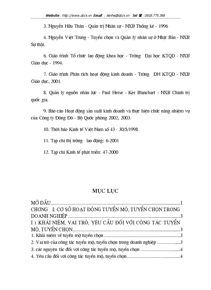 image for page Hoàn thiện công tác tuyển mộ tuyển chọn tại Công ty Đông Đô Bộ Quốc phòng
