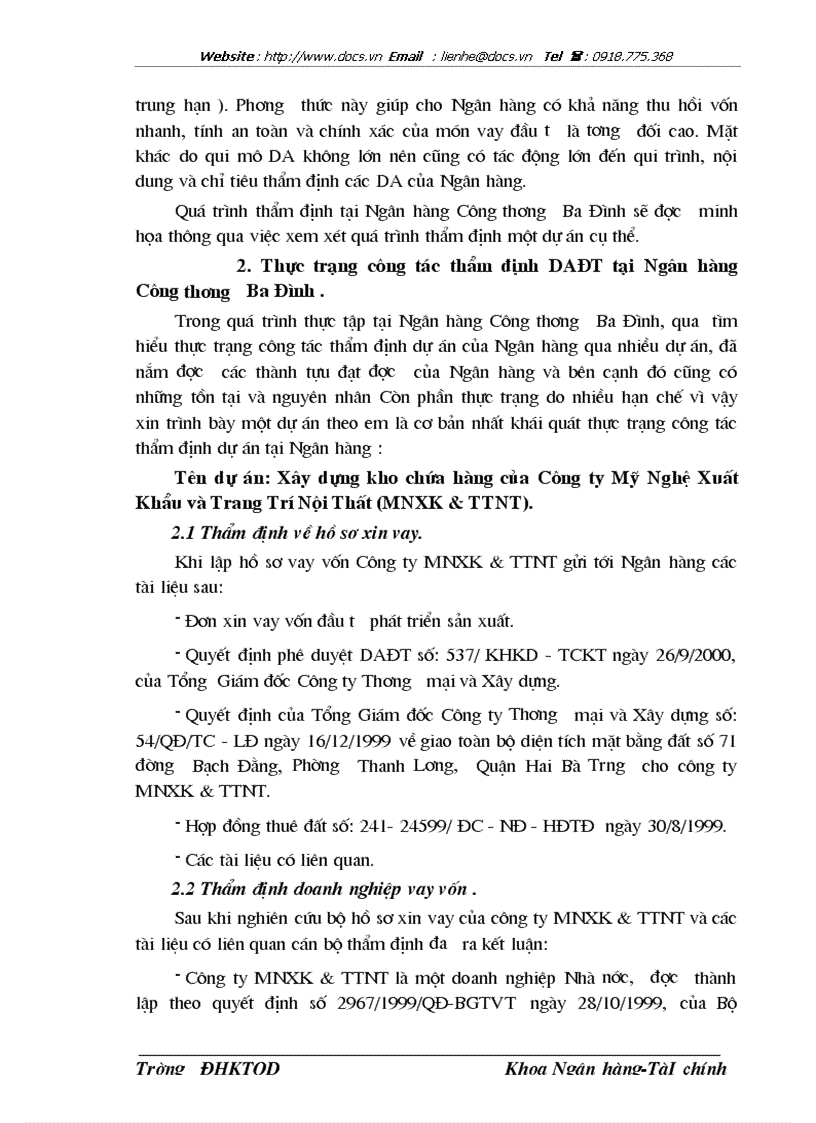 image for page Thực trạng và 1 số biện pháp nâng cao chất lượng thẩm định dự án đầu tư tại ngânhàng NHTMCP Công Thương VietinBank Ba Đình