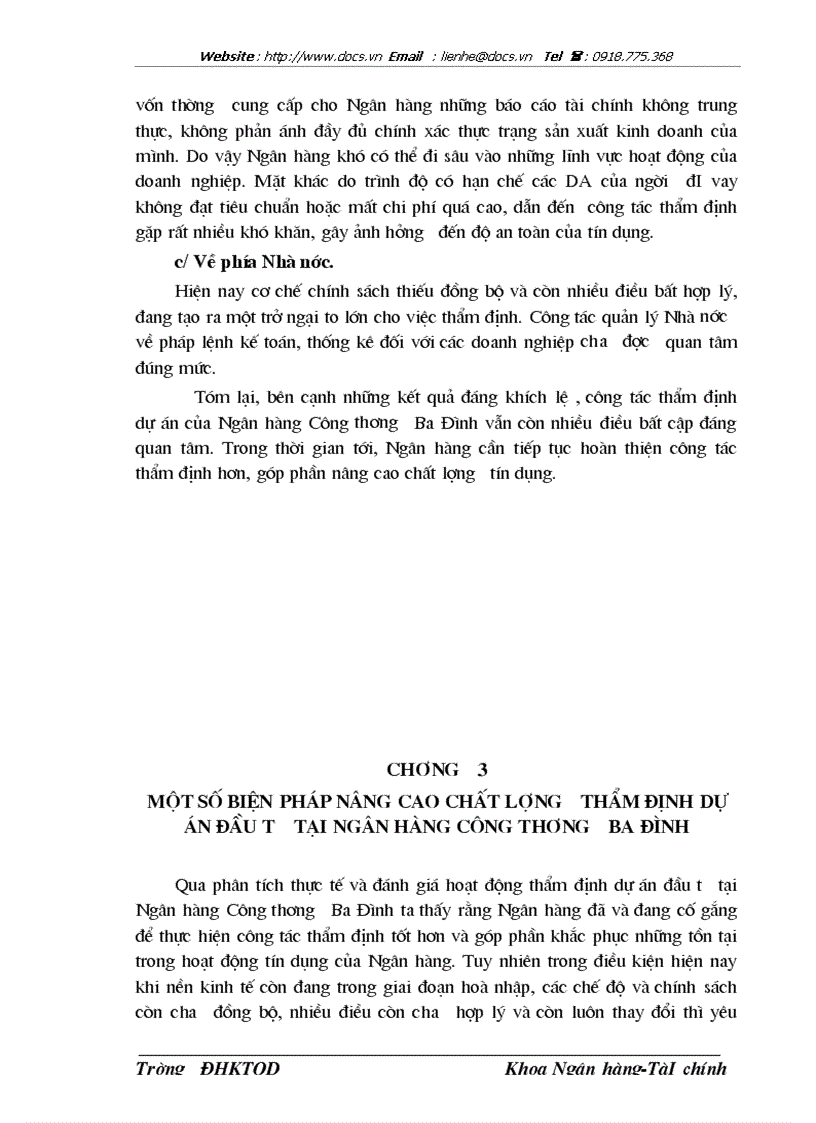 image for page Thực trạng và 1 số biện pháp nâng cao chất lượng thẩm định dự án đầu tư tại ngânhàng NHTMCP Công Thương VietinBank Ba Đình