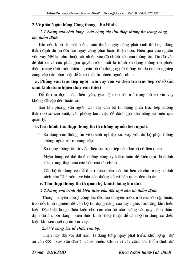 image for page Thực trạng và 1 số biện pháp nâng cao chất lượng thẩm định dự án đầu tư tại ngânhàng NHTMCP Công Thương VietinBank Ba Đình