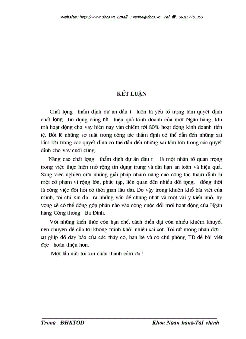 image for page Thực trạng và 1 số biện pháp nâng cao chất lượng thẩm định dự án đầu tư tại ngânhàng NHTMCP Công Thương VietinBank Ba Đình