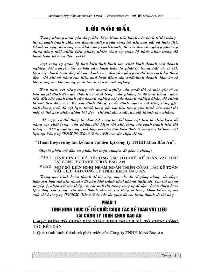 image for page Hoàn thiện công tác kế toán vật liệu tại Công ty TNHH khoá Bảo An