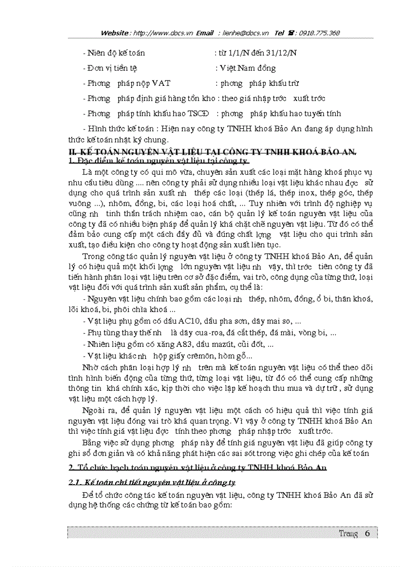 image for page Hoàn thiện công tác kế toán vật liệu tại Công ty TNHH khoá Bảo An