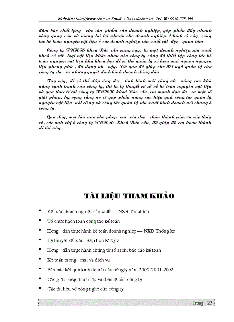 image for page Hoàn thiện công tác kế toán vật liệu tại Công ty TNHH khoá Bảo An