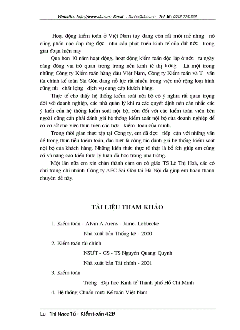 image for page Đánh giá hệ thống kiểm soát nội bộ trong kiểm toán báo cáo tài chính tại chi nhánh Công ty Kiểm toán và Tư vấn tài chính kế toán Sài Gòn AFC