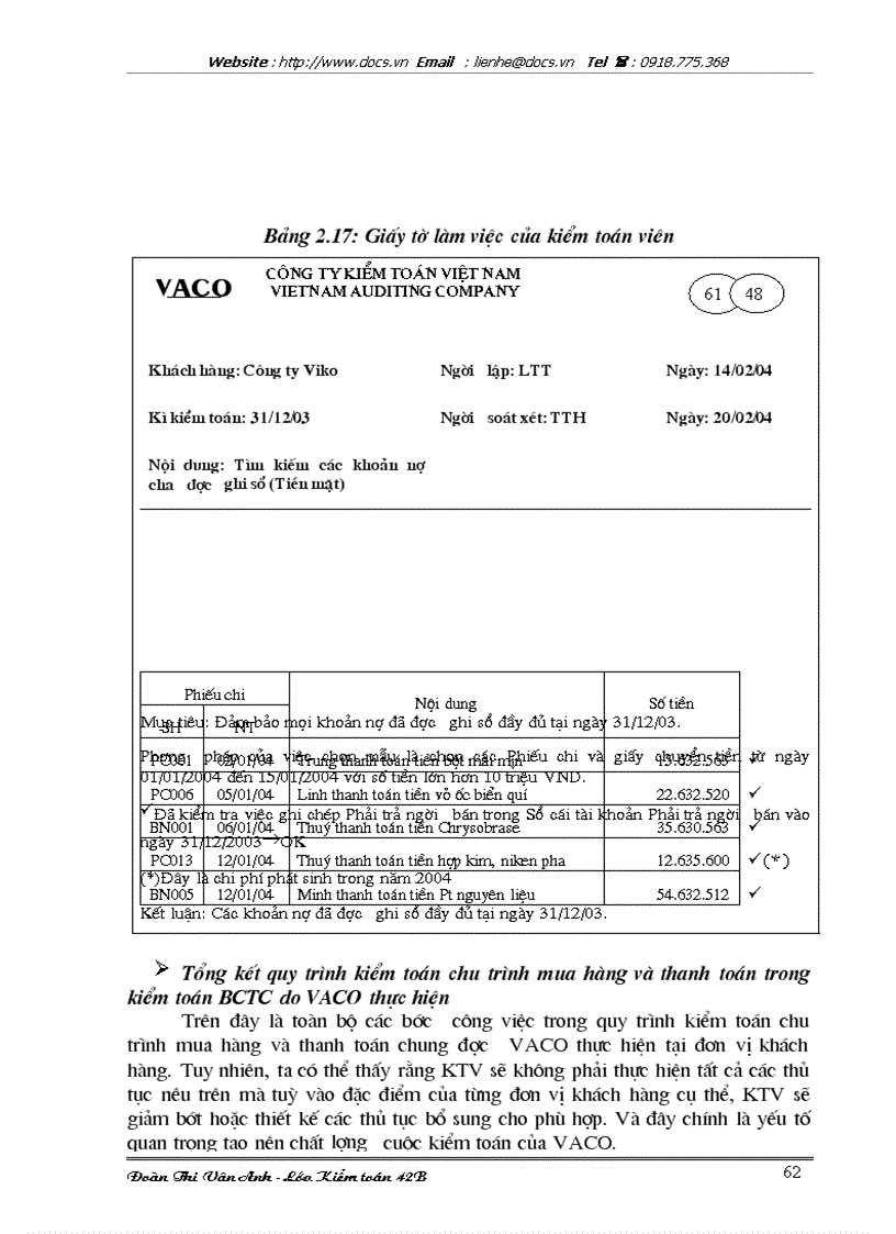 image for page Quy trình kiểm toán chu trình mua hàng thanh toán trong kiểm toán báo cáo tài chính do VACO thực hiện