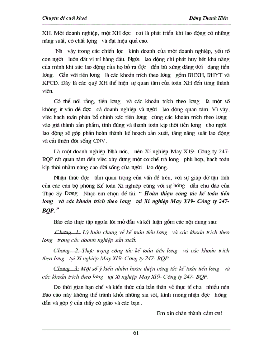 image for page Hoàn thiện công tác kế toán tiền lương và các khoản trích theo lương tại Xí nghiệp May X19 Công ty 247 BQP