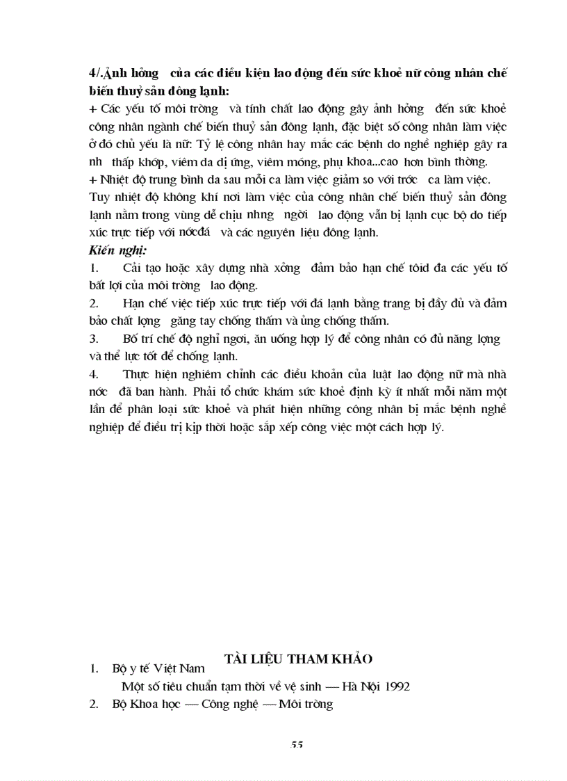 image for page Nghiên cứu đặc điểm môi trường lao động và tình hình sức khoẻ của nữ công nhân chế biến thuỷ sản đông lạnh tại Công ty cổ phần XNK thuỷ sản Quảng Bình