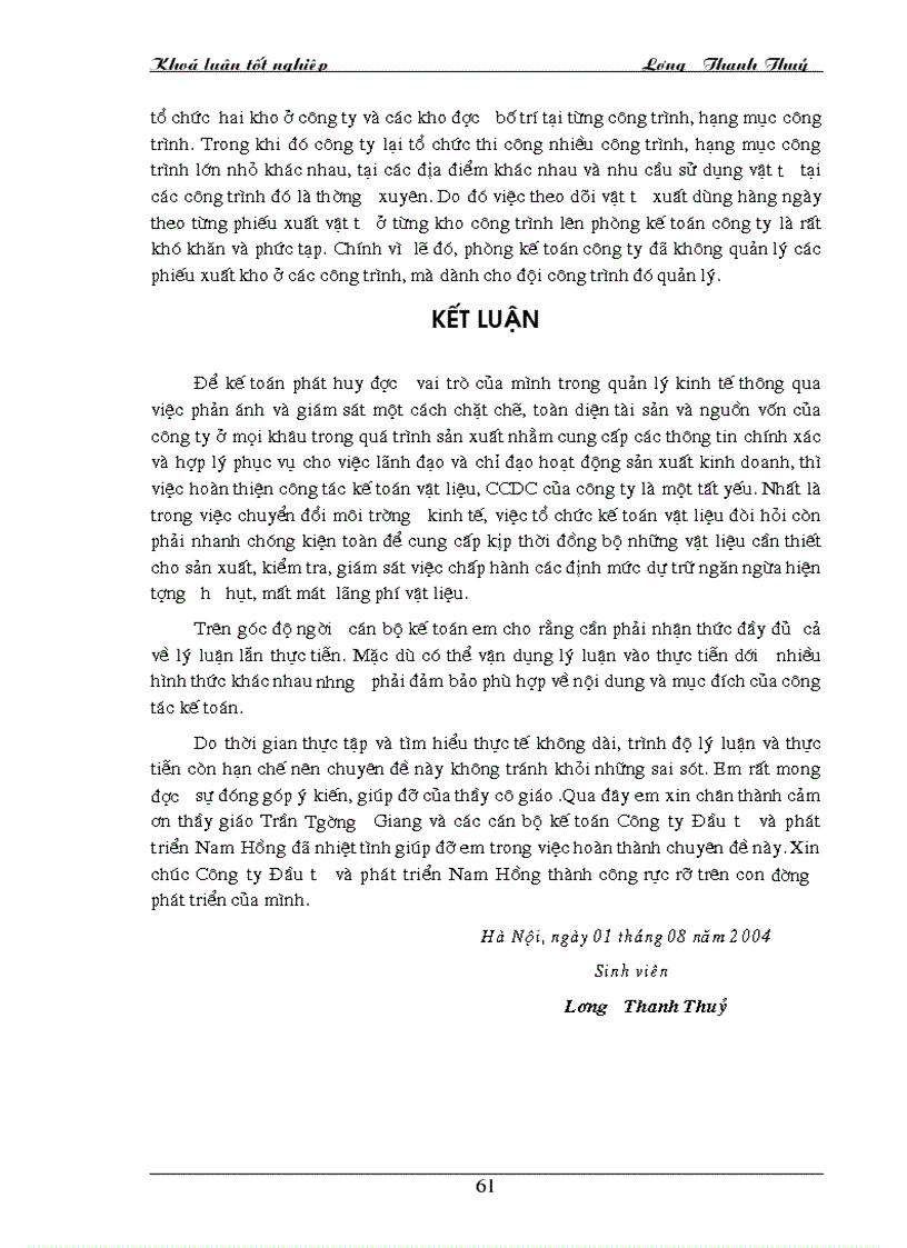 image for page Nhận xét về công tác kế toán vật liệu tại Công ty ĐT PT Nam Hồng và một số ý kiến đề xuất nhằm góp phần hoàn thiện công tác kế toán vật liệu ở công