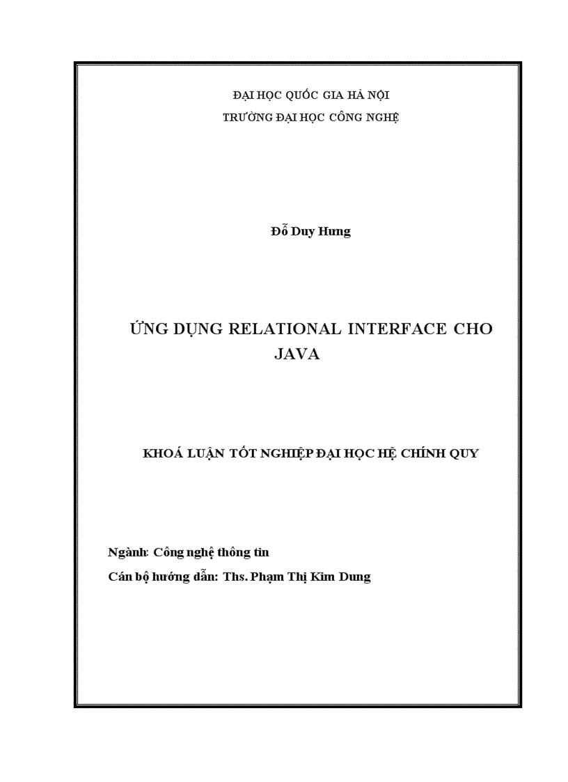 image for page Ứng dụng relational interface cho java