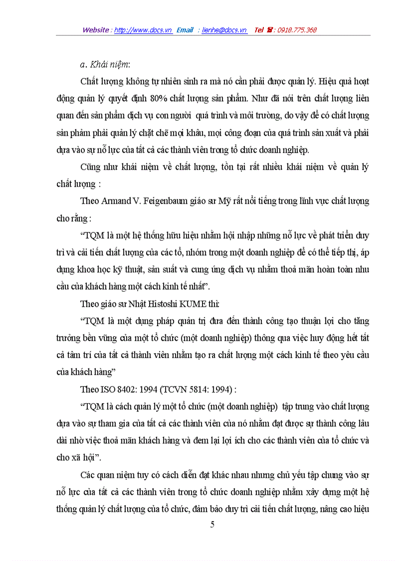 Một số giải pháp cơ bản nhằm từng bước triển khai áp dụng TQM ở công ty Dệt 19 5 Hà Nội