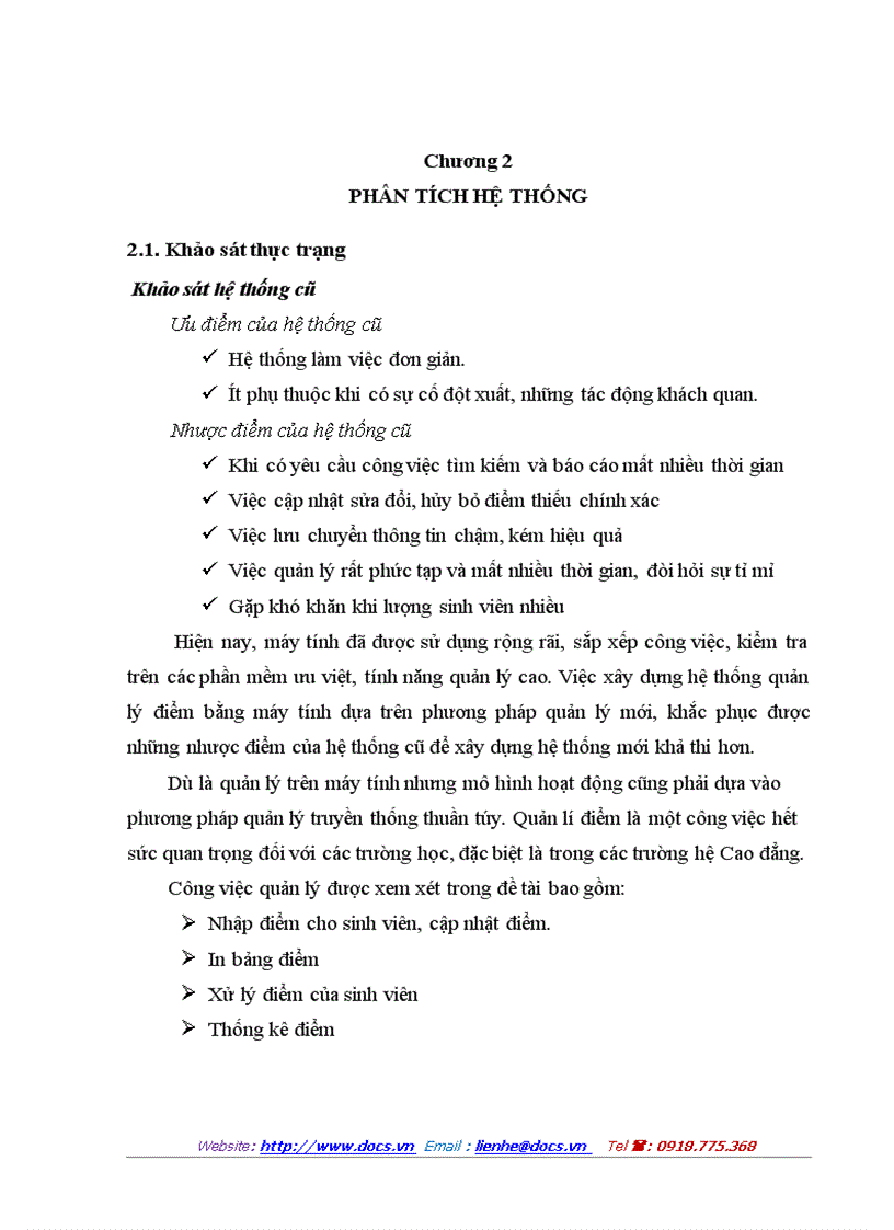 image for page Phân tích và thiết kế hệ thống thông tin quản lý điểm sinh viên hệ Cao đẳng