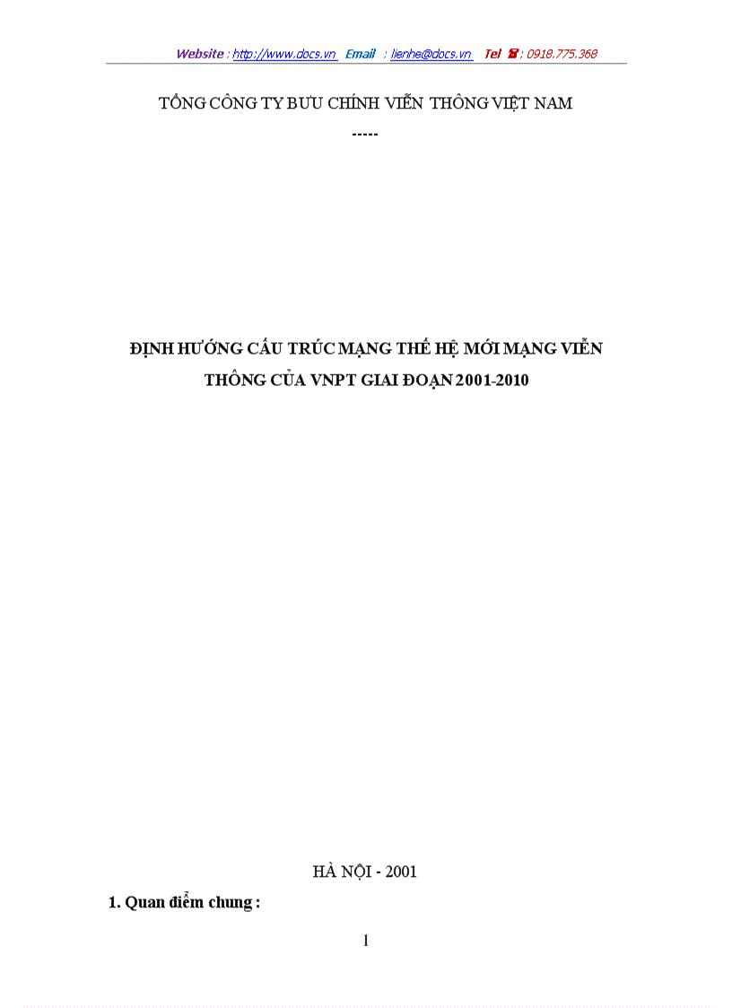 Định hướng cấu trúc mạng thế hệ mới mạng viễn thông của vnpt giai đoạn 2001 2010