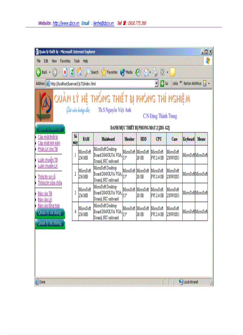 image for page Phân tích và thiết kế hệ thống Quản lý hệ thống thiết bị phòng thí nghiệm
