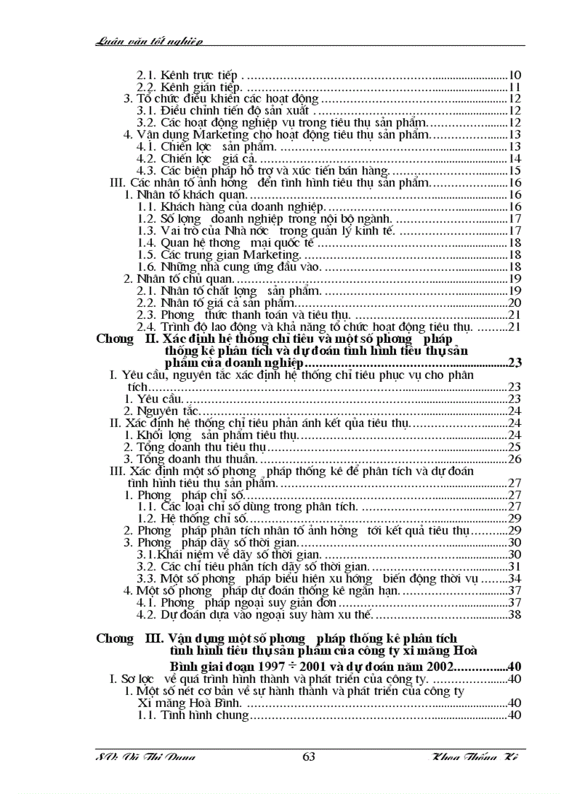 image for page Vận dụng một số phương pháp thống kê phân tích tình hình tiêu thụ sản phẩm của công ty xi măng Hoà Bình giai đoạn 1997 2001 và dự đoán năm 2002