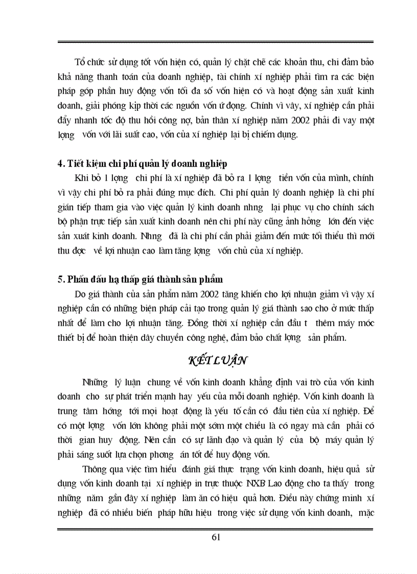 image for page Một số kiến nghị nhằm đẩy mạnh tổ chức và nâng cao hiệu quả sử dụng vốn kinh doanh ở xí nghiệp in trực thuộc NXB Lao động và Xã hội