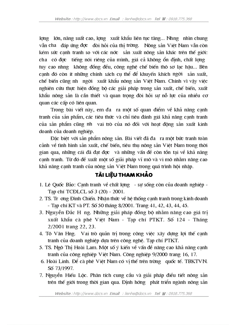 image for page Thực trạng cạnh tranh của hàng nông sản việt nam trên thị trường