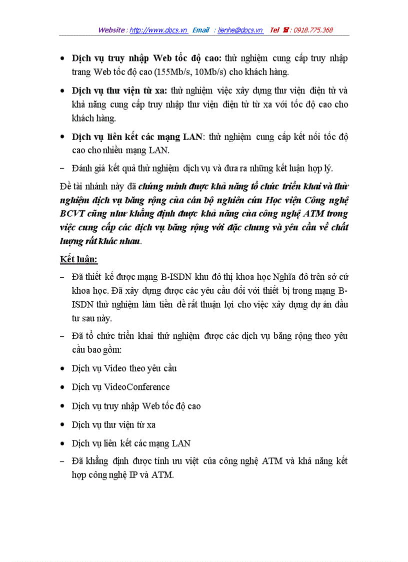 image for page Nghiên cứu tiếp thu công nghệ tiên tiến để thiết lập và tổ chức khai thác thử nghiệm mạng thông tin số liên kết đa dịch vụ băng rộng b isdn