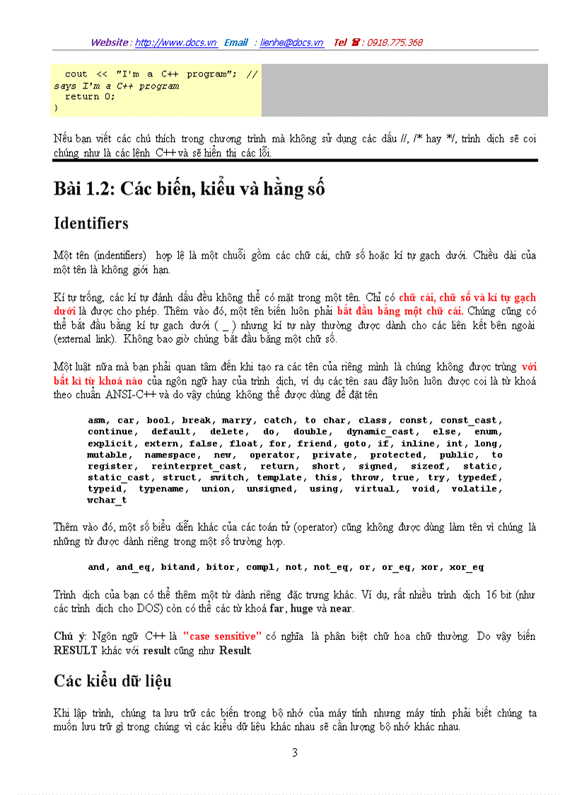 image for page Cấu trúc của một chương trình C