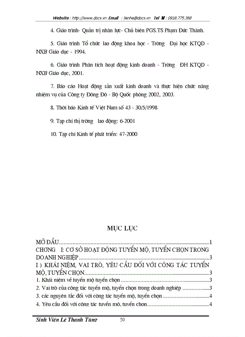 image for page Hoàn thiện công tác tuyển mộ tuyển chọn tại công ty Đông Đô Bộ Quốc phòng